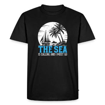 La mer appelle et je dois y aller, capitaine voile voile - T-shirt Premium bio Homme - noir - Devant - Nico (187cm)