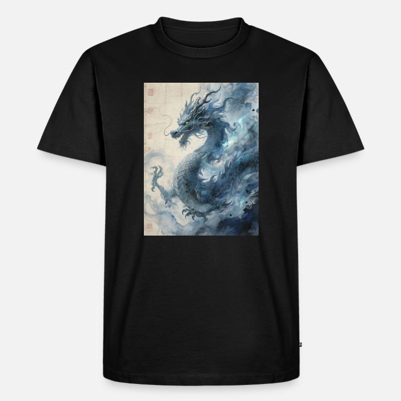 Die Sternennacht: Blauer Drache – Aether - Männer Premium Bio T-Shirt - Schwarz
