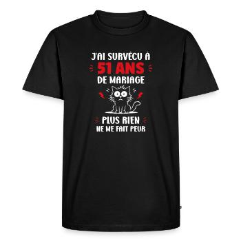 51 Ans de Mariage: Plus Rien Me Fait Peur - T-shirt Premium bio Homme - noir - Devant - Nico (187cm)