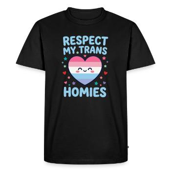 Mois de la fierté LGBTQ - Respect My Trans Homies - T-shirt Premium bio Homme - noir - Devant - Nico (187cm)