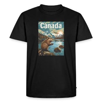 Merveilles naturelles du Canada Paysage au bord du lac avec des castors - T-shirt Premium bio Homme - noir - Devant - Nico (187cm)