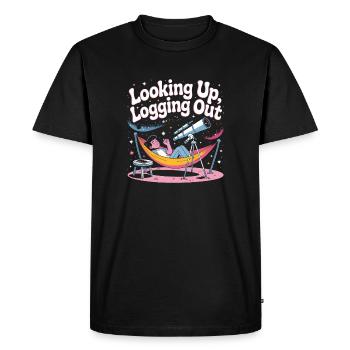 Looking Up Offline | Stargazer - Men's Premium Organic T-Shirt - black - Front - Nico (187cm)