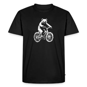 Ours Cycliste Drôle - T-shirt Premium bio Homme - noir - Devant - Nico (187cm)