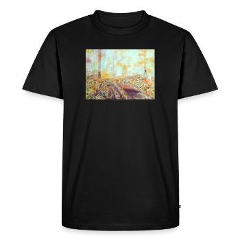 Paysage aquarelle forestier automne - T-shirt Premium bio Homme - noir - Devant - Nico (187cm)