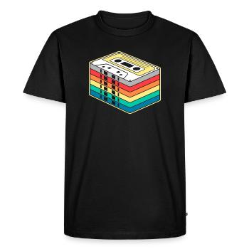 Bande cassette arc-en-ciel vibrante - T-shirt Premium bio Homme - noir - Devant - Nico (187cm)