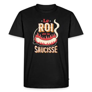 Le Roi de la Saucisse - T-shirt Premium bio Homme - noir - Devant - Nico (187cm)