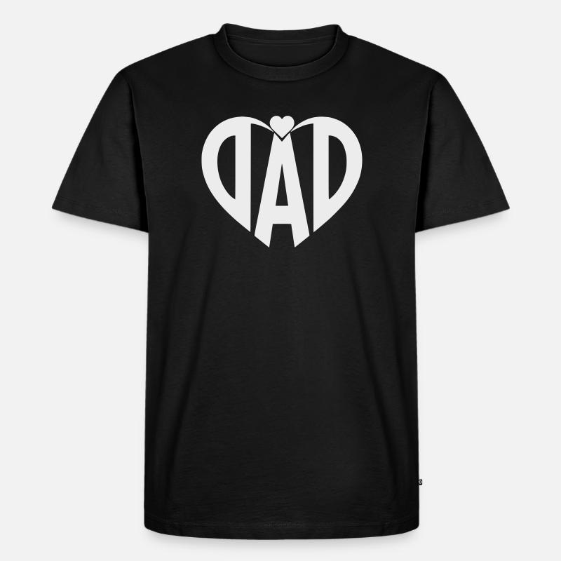 Herz-Dad Typo Silhouette - Männer Premium Bio T-Shirt - Schwarz