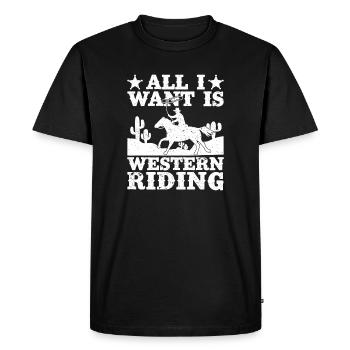 L’équitation de rodéo tout ce que je veux, c’est de l’équitation western - T-shirt Premium bio Homme - noir - Devant - Nico (187cm)