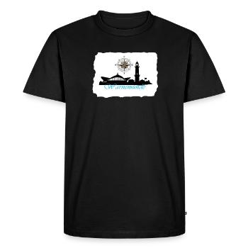 Boussole et silhouette du phare de Warnemünde - T-shirt Premium bio Homme - noir - Devant - Nico (187cm)