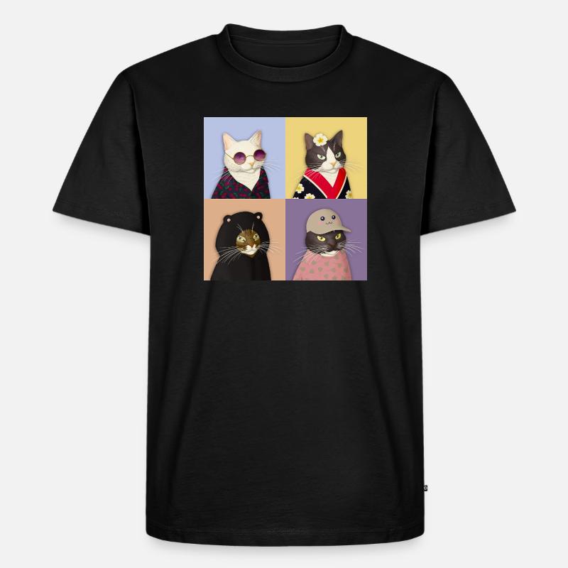 Cat Couture Quartett - Männer Premium Bio T-Shirt - Schwarz