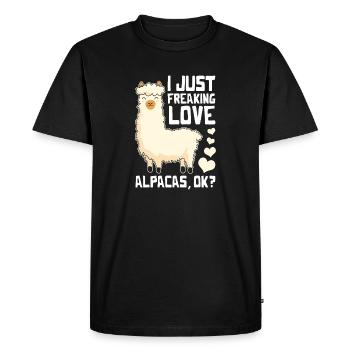 Citation sarcastique sur l’amour des alpagas - T-shirt Premium bio Homme - noir - Devant - Nico (187cm)