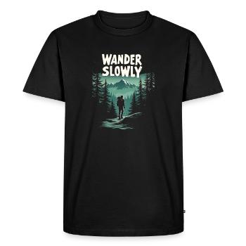 Errer lentement Marcher lentement Forêt - T-shirt Premium bio Homme - noir - Devant - Nico (187cm)