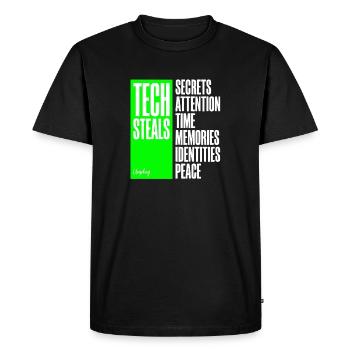 La technologie vole un t-shirt débranché - Gadget vert anti-IA - T-shirt Premium bio Homme - noir - Devant - Nico (187cm)