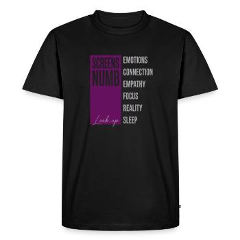 Anti Ai Screens Numb - Men's Premium Organic T-Shirt - black - Front - Nico (187cm)