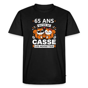 65 Ans Qu'on Se Casse les Noisettes - T-shirt Premium bio Homme - noir - Devant - Nico (187cm)