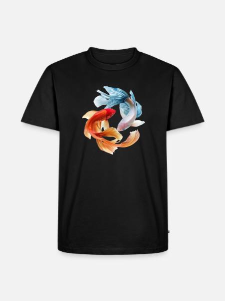 Koi-Farbkreis: Goldfisch-Paar - Männer Premium Bio T-Shirt - Schwarz