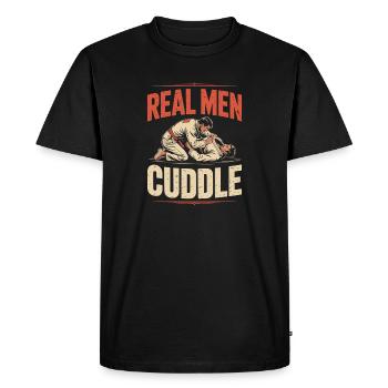 De vrais hommes câlinent Brazilian Jiu Jitsu MMA Judo BJJ - T-shirt Premium bio Homme - noir - Devant - Nico (187cm)