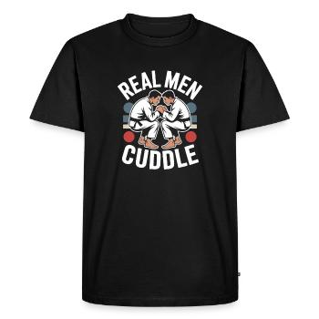 De vrais hommes câlinent Brazilian Jiu Jitsu MMA Judo BJJ - T-shirt Premium bio Homme - noir - Devant - Nico (187cm)