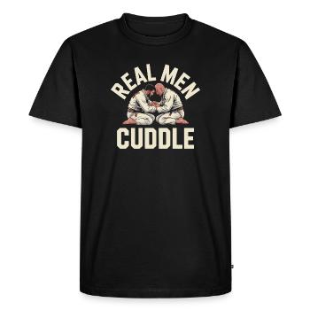 De vrais hommes câlinent Brazilian Jiu Jitsu MMA Judo BJJ - T-shirt Premium bio Homme - noir - Devant - Nico (187cm)