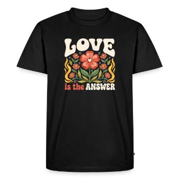 Mois de la fierté LGBTQ - L’amour est la réponse - T-shirt Premium bio Homme - noir - Devant - Nico (187cm)