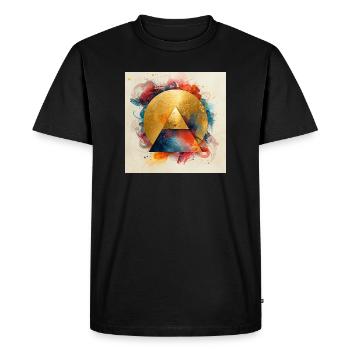 Triangle doré dans une aura colorée - T-shirt Premium bio Homme - noir - Devant - Nico (187cm)