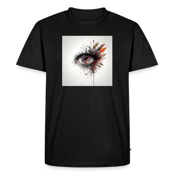 Colored eye art with leaves - Men's Premium Organic T-Shirt - black - Front - Nico (187cm)