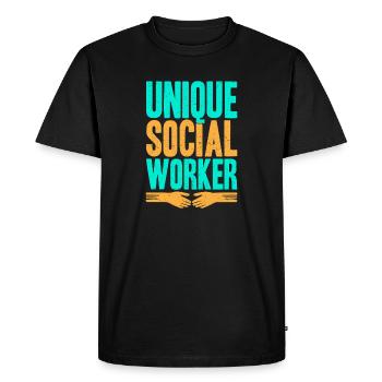 Citation d’assistant social : Unique Social Work - T-shirt Premium bio Homme - noir - Devant - Nico (187cm)