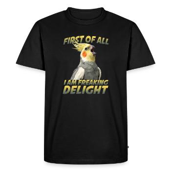 Humour de calopsitte Oiseau Calopsitte Perroquet - T-shirt Premium bio Homme - noir - Devant - Nico (187cm)