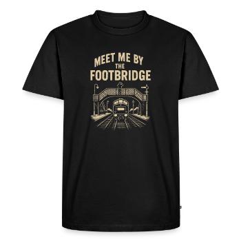 Pont piétonnier point de rencontre | Repérage de trains - T-shirt Premium bio Homme - noir - Devant - Nico (187cm)