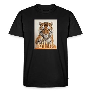 Le tigre jouant aux échecs - T-shirt Premium bio Homme - noir - Devant - Nico (187cm)