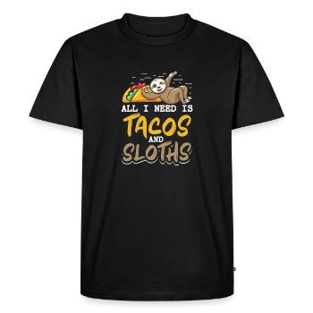 Taco Sloth Tacos - Men's Premium Organic T-Shirt - black - Front - Nico (187cm)