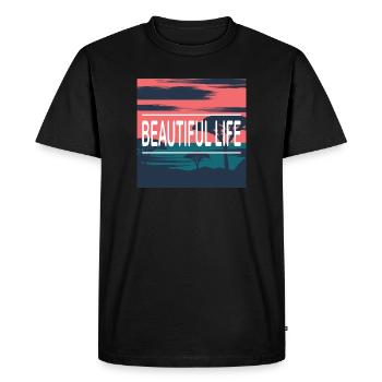 Plage de la Belle Vie - T-shirt Premium bio Homme - noir - Devant - Nico (187cm)