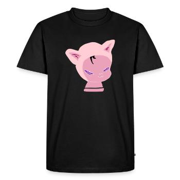Pink Cat Head: Neon Purple Look - Men's Premium Organic T-Shirt - black - Front - Nico (187cm)