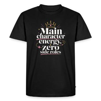 Couronne d’énergie du personnage principal - T-shirt Premium bio Homme - noir - Devant - Nico (187cm)