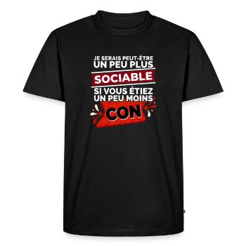 Citation Drôle Sociable Introverti Humour - T-shirt Premium bio Homme - noir - Devant - Nico (187cm)
