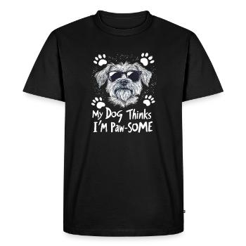 Propriétaire de chien Pawsome - T-shirt Premium bio Homme - noir - Devant - Nico (187cm)