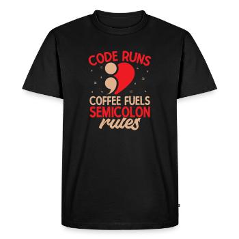 Préventive du suicide en point-virgule Carburant du café - T-shirt Premium bio Homme - noir - Devant - Nico (187cm)