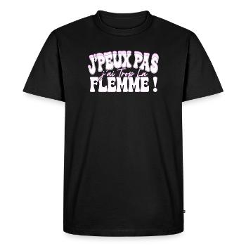 J’peux pas j’ai trop la flemme rose - T-shirt Premium bio Homme - noir - Devant - Nico (187cm)
