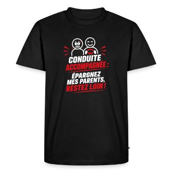 Conduite Accompagnée Autonomie Malicieuse - T-shirt Premium bio Homme - noir - Devant - Nico (187cm)
