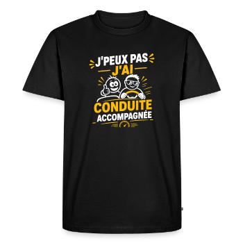 Conduite Accompagnée - T-shirt Premium bio Homme - noir - Devant - Nico (187cm)