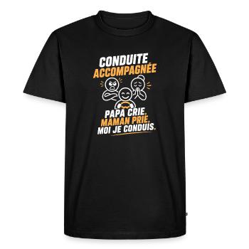 Conduite Accompagnée: Cri et Prière - T-shirt Premium bio Homme - noir - Devant - Nico (187cm)