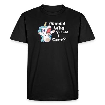 Unicorn Why Should I Care - Men's Premium Organic T-Shirt - black - Front - Nico (187cm)