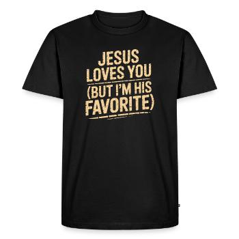 Jesus Loves You, I'm His Favorite - Men's Premium Organic T-Shirt - black - Front - Nico (187cm)