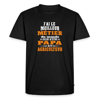 T-shirt Papa Agriculteur - T-shirt Premium bio Homme - noir - Devant - Nico (187cm)