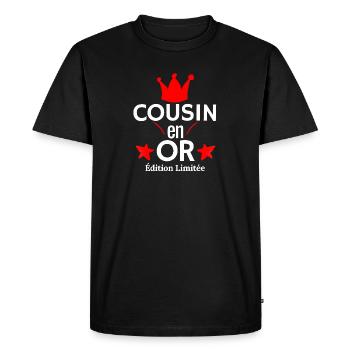 Cousin en OR Édition Limitée - T-shirt Premium bio Homme - noir - Devant - Nico (187cm)