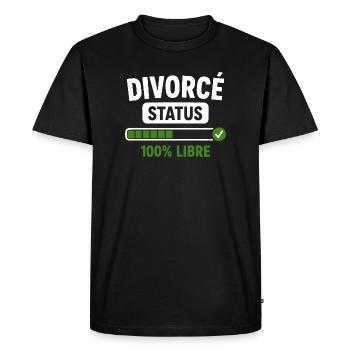 Divorcé Status Liberté Retrouvée - T-shirt Premium bio Homme - noir - Devant - Nico (187cm)