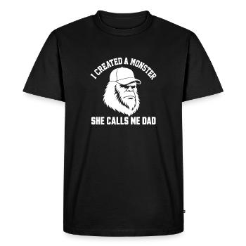 J’ai créé un monstre. Elle m’appelle papa. - T-shirt Premium bio Homme - noir - Devant - Nico (187cm)