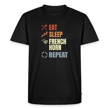 Eat Sleep French Horn Repeat - Men's Premium Organic T-Shirt - black - Front - Nico (187cm)