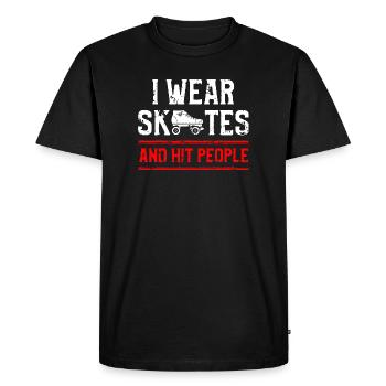 I Wear Skates Distressed Graphic - Men's Premium Organic T-Shirt - black - Front - Nico (187cm)