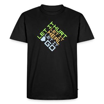 Laisse faire mal Laisse ça guérir Laisse partir Inspirant - T-shirt Premium bio Homme - noir - Devant - Nico (187cm)